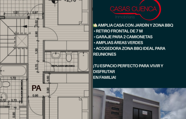 Amplia casa con espacio verde